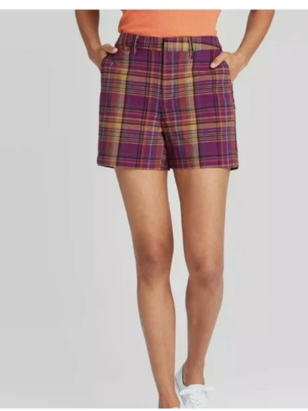 a new day Purple Plaid Chino Shorts